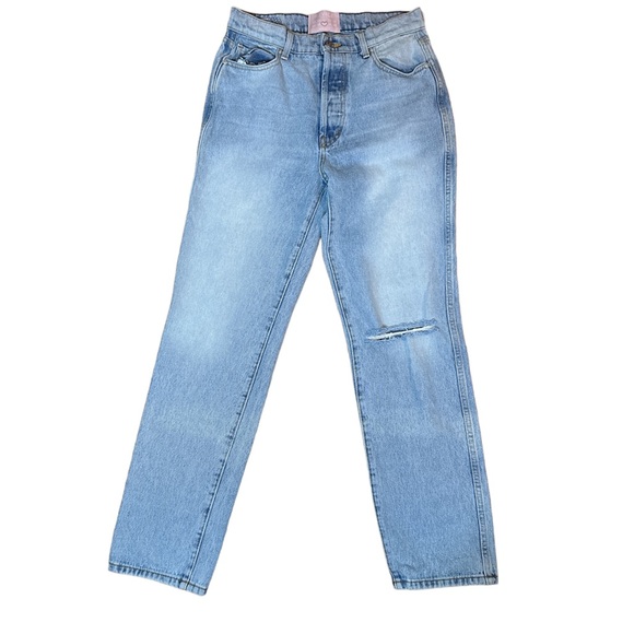 REVICE Denim - Revice Light Wash Straight Leg Distressed Ripped Mom Jeans Straight Leg Size 30